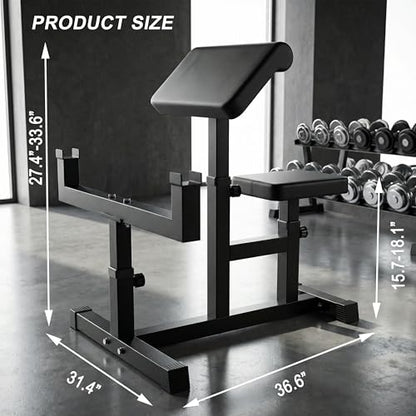Black Adjustable Preacher Curl Bench – 2-in-1 Bicep & Triceps Strength Station | Seated Isolation Training for Barbell & Dumbbell | Compact Home Gym Equipment