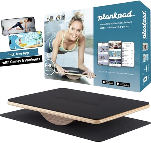 PRO Get fit Playing Games & Workouts; Plank & Balance Board with free iOS/Android App & 10 Games; Dynamic Abs & Core Fitness Training; Only 3 Minutes a Day.