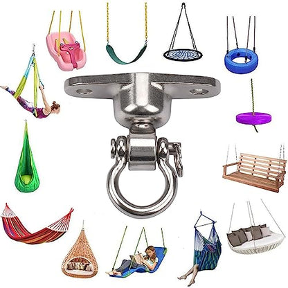 Antirust Swing Hanger Heavy Duty 360°+180°Rotation 1500LB Capacity Wood Playground Yoga Hammock Chair, Rope sandbag Porch Swing - style: 1 Pack