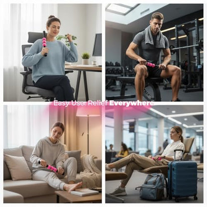 WellCart’s EVA Massage Stick Roller. Comfort Grip Handles with 3 Independent Textured Total Body Massager Spinners