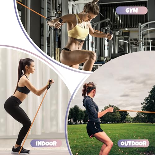 RitFit Single Resistance Exercise Band with Comfortable Handles - Ideal for Physical Therapy, Strength Training, Muscle Toning - Foam Padding Door Anchor and Starter Guide Included - size: 10-15lbs