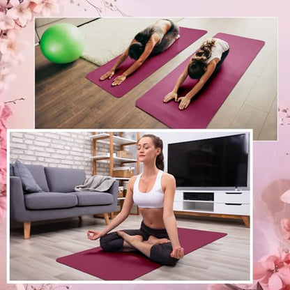 Timgle 12 Pack Yoga Mat Bulk, 4mm Thick Extra Long Sports Mat Anti Slip Tear Resistant Yoga Exercise Set for Fitness Stretching Home Workout Gym and Studio - color: Berry Purple