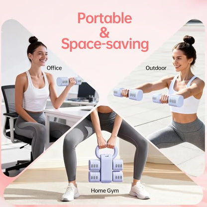 Adjustable Kettlebell Set, 4-in-1 Free Weight Kettlebell sets (5.5lbs 7.7lbs 9.9lbs 12.1lbs) for women, Hand Weight Dumbbell Set of 2 for Home Gym Fitness Training