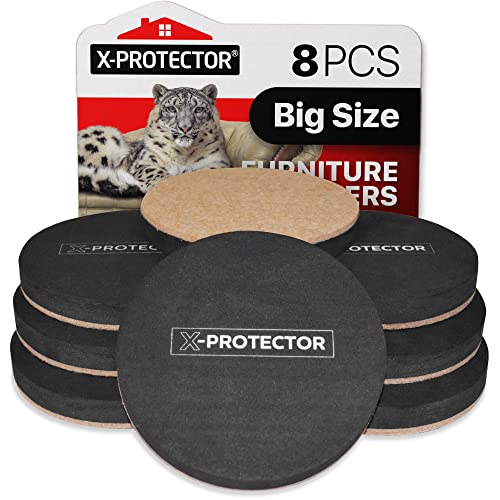 Felt Furniture Sliders Hardwood Floors X-PROTECTOR – 8 PCS 4 3/4 inch Furniture Sliders – Heavy Duty Felt Sliders Hard Surfaces – Move Your Furniture Easily & Safely! - size: 8 PCS 4 3/4 inch