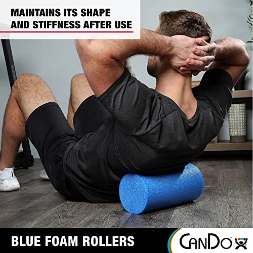 CanDo Blue PE Foam Rollers for Fitness, Exercise Muscle Restoration, Massage Therapy, Sport Recovery and Physical Therapy for Homes, Clinics, and Gyms 6" x 36" Round
