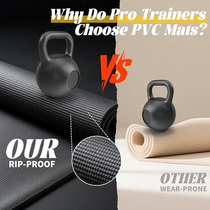 VTORY Extra Thick Large Exercise Mat, 6'x4'/7'x5'/8'x6'/10'x6'x8mm(1/3 inch) , Non-Slip, PVC, Ultra Durable, Heavy-Duty Mat, Shoes-Friendly, High-Density, Large Wide Yoga Mat, Workout Mat for Home Gym, Cardio, Strength, HIIT, MMA