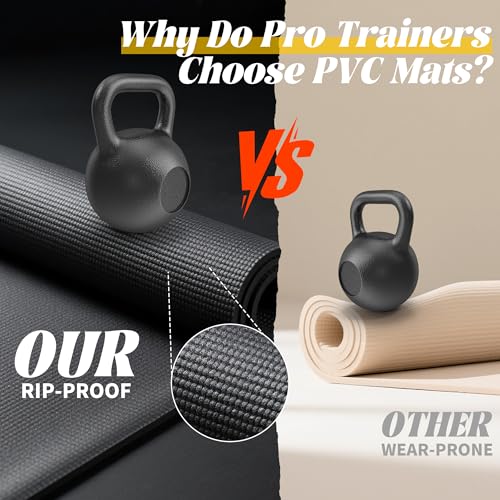 VTORY Extra Thick Large Exercise Mat, 6'x4'/7'x5'/8'x6'/10'x6'x8mm(1/3 inch) , Non-Slip, PVC, Ultra Durable, Heavy-Duty Mat, Shoes-Friendly, High-Density, Large Wide Yoga Mat, Workout Mat for Home Gym, Cardio, Strength, HIIT, MMA - size: 6'x4'x8mm