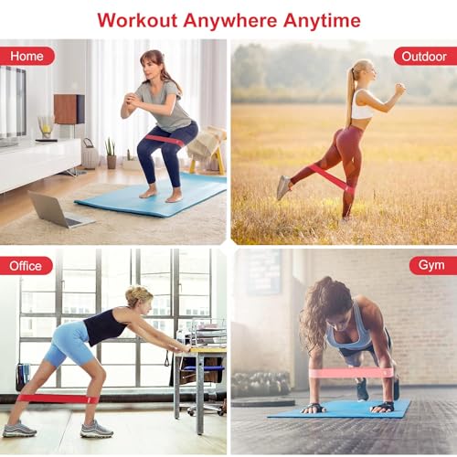 Resistance Loop Exercise Bands with Instruction Guide and Carry Bag, Set of 5