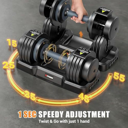 XDDIAS Adjustable Weight Bench, Workout Bench with Leg Extension and Preacher Curl Pad, Weight Bench for Home Gym, Foldable Exercise Bench, Quick Adjustment Incline Bench Press - color: Black A+a pair of 55LB Dumbbells