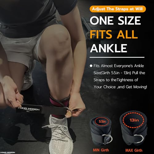 Comfortable Adjustable Ankle Straps for Cable Machines Women, Gym Workout Leg Strap, Ankle Cuffs for Glute Workouts, Foot Straps for Kickback, One Size Fit All