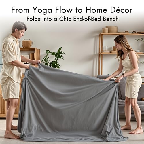 Convertible Yoga Chair for Adults, Ergonomic Foam Lounge with Lumbar Pillow, Washable Cover, Side Pocket, No Assembly Needed – Great for Exercise, Stretching & Relaxation Gray - color: Grey
