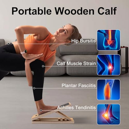 Adjustable Stretching Board, 4-Level Portable Calf Stretch Board for Exercise & Pilates, Supports up to 300lbs for Deep Squat, Heel & Ankle Workouts, Home Gym Fitness Equipment for All