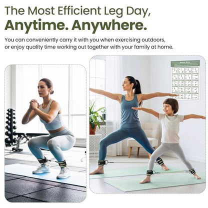 VITEVER Ankle Resistance Bands with Cuffs for Women, Leg Glute and Booty Workout Equipment for Home Gym, Pilates Equipment, Ankle Weights with Green Resistance Bands for Kickbacks Hip Fitness Training