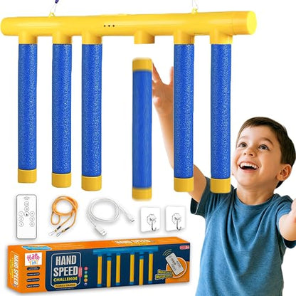 Reflex Drop Sticks, Reflex Challenge Game for Kids, Hand Eye Coordination Training Equipment Toy for Adults - Reaction Time Training with Upgrade Remote Control, 3 Adjustable Speeds