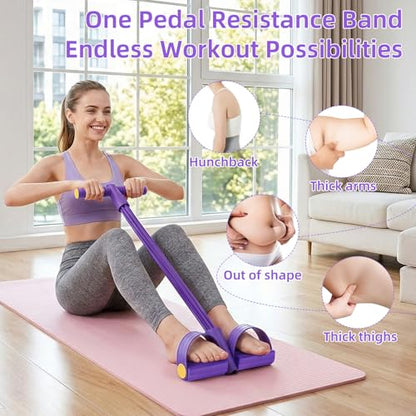Pedal Resistance Band with Handles, Enhanced 6-Tube Foot Pedal Resistance Band, Multifunction Tension Rope for Full Body Workout, Manual Tension Training Pedal for Arms Legs Abs Waist Home Gym