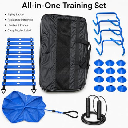 Agility Training Equipment, Speed Training Equipment, Agility Ladder Training, 12-Piece Multicolor PVC, Customizable for Football, Soccer, Basketball - style: Training Set 02 - All Blue soc