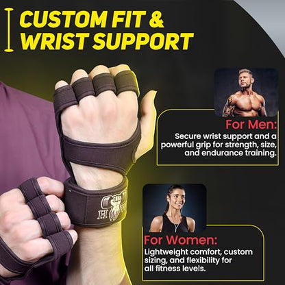 HW Weight Lifting Gloves for Men & Women – Gym Workout Gloves with Wrist Support, Full Palm Protection & Grip – Breathable Gloves for Crossfit, Training, Fitness & Strength Workouts - size: Small