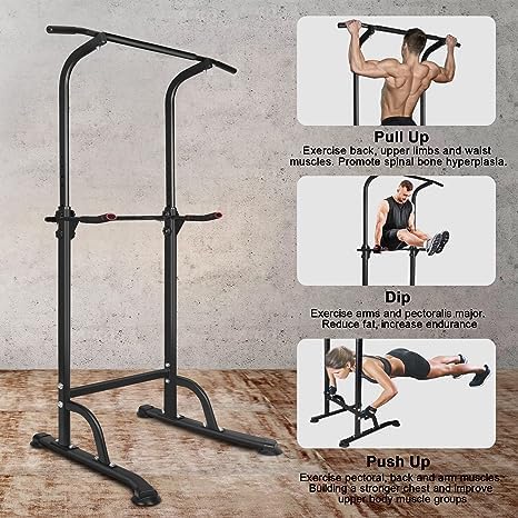Power Tower Adjustable Height Pull Up Bar for Home Gym Multi-Function Strength Training Fitness Workout Station