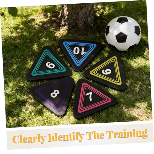 Outanaya 10pcs Numbered Agility Spot Markers Triangular Training Discs Non-Slip Flat Floor Cones for Football Basketball Fitness and Speed Drills