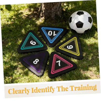 Outanaya 10pcs Numbered Agility Spot Markers Triangular Training Discs Non-Slip Flat Floor Cones for Football Basketball Fitness and Speed Drills