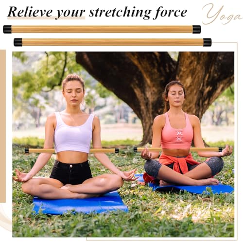 Hiboom 6 Pcs 26 Inch Yoga Stick Natural Bamboo Exercise Stick with Non-Slip Rubber Ends Stretching Tool Posture Corrector Stretch Tool for Flexibility, Workout, Balance Fitness