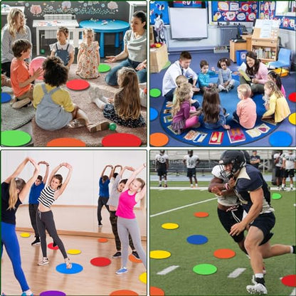 Spot Markers 9/10 Inch Floor dots Non-Slip Rubber Agility Markers Flat Field Cones for Gym/PE Soccer Football, Basketball Training Markers,School Activities, Exercise Drills, Dance Practice