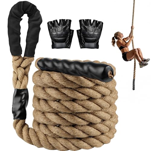 Climbing Rope 1.5 Inch Diameter - 10FT / 15FT Heavy Duty Gym Climbing Rope for Fitness & Strength Training Professional Workout Rope for Adults & Kids - Ideal for Home Gym, Outdoor & Indoor Exercises