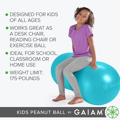 Gaiam Kids Peanut Ball Chair, Flexible Seating for Classroom - color: Teal