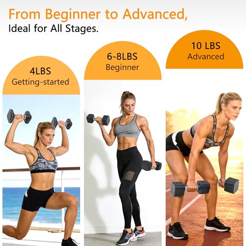 20LBS Adjustable Dumbbell Set, 4 in 1 Free Weights Dumbbells Set for,4lb 6lb 8lb 10lb, with Metal Non Slip Handle，Quick Change，Home Gym Strength Training Equipment for Men and Women
