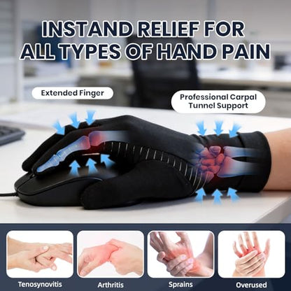 Big Mango 2 Pairs Copper Arthritis Gloves, Compression Gloves for Women Men Relieve Pain from Rheumatoid Arthritis, Carpal Tunnel, Swelling, Everyday Hands Support (Open Finger + Full Finger, Small) - color: Open Finger (1 Pair) & Full Finger (1 Pair), si