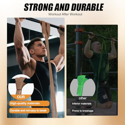 WHATAFIT Resistance Bands, 5 Level Pull Up Assistance Bands for Working Out - color: 5-125LBS COFFEE+GRIP