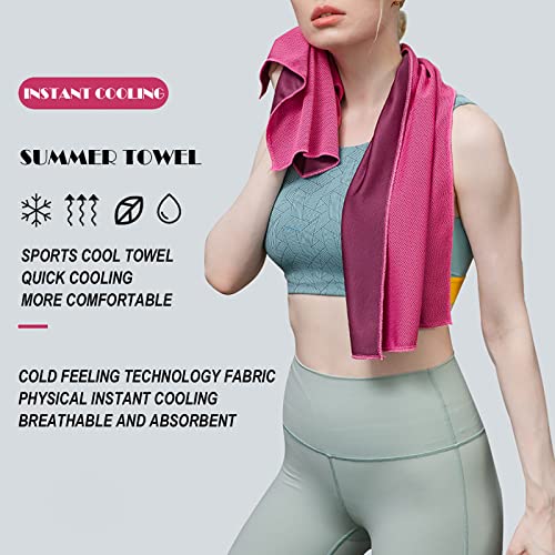 Pack of 20 Cooling Towel 40x12'' Ice Towel for Neck and Face Microfiber Chilly with Bag Breathable Yoga Gym Stay Cool Towels Sweat Rag for Workout Running Camping Pilates Beach, Rose - color: Rose Red