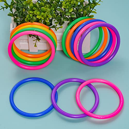 24 Pcs Multicolor Plastic Toss Rings Ring Toss Game Carnival Rings for Speed and Agility Practice Games, Garden Backyard Outdoor Games, Bridal Shower Game, Game Booth （3.1 Inch）
