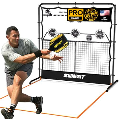 Portable Pickleball Rebounder Net with Kitchen Lines System, Solo Training Net System for Dinks, Volleys & Drives, Accuracy Trainer with Carry Bag, for Backyard, Driveway, Garage