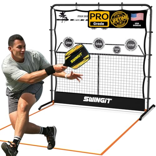 Portable Pickleball Rebounder Net with Kitchen Lines System, Solo Training Net System for Dinks, Volleys & Drives, Accuracy Trainer with Carry Bag, for Backyard, Driveway, Garage
