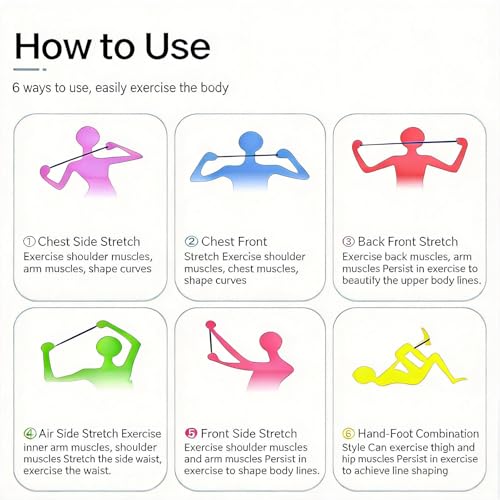 I-Shaped Resistance Band with Handles, 3 Pcs Elastic Exercise Bands for Home Workout, Yoga, Pilates, Shoulder Opening, Back & Arm Training, Portable Fitness Stretching Tool for Men and Women