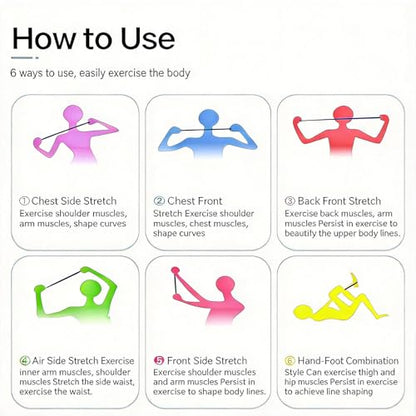 I-Shaped Resistance Band with Handles, 3 Pcs Elastic Exercise Bands for Home Workout, Yoga, Pilates, Shoulder Opening, Back & Arm Training, Portable Fitness Stretching Tool for Men and Women