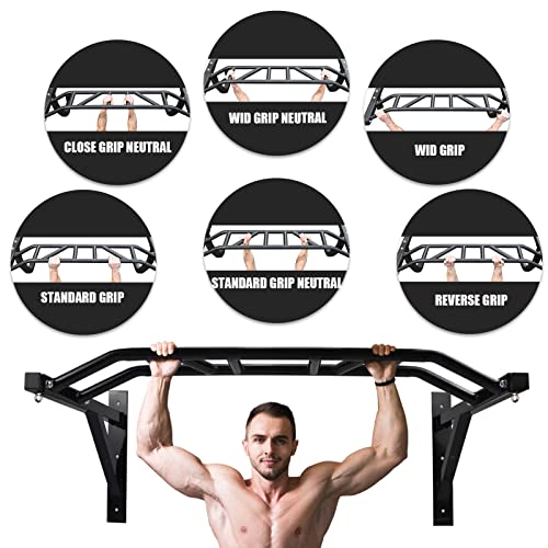 BDL Wall Mounted Pull Up Bar Multifunctional Chin Up bar for Home Gym - color: Multi Grip Pull Up Bar