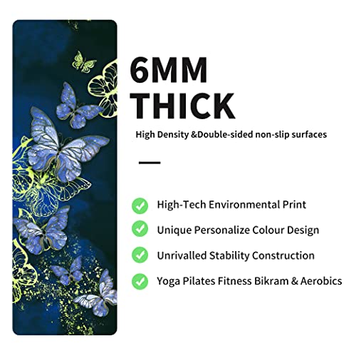 nuveti Yoga Mat Print Extra Thick TPE Non Slip Fitness Exercise Mat with Carrying Bag,72"x24" Extra Thick 6MM Exercise & Workout Mat for Yoga, Pilates Fitness and Floor Exercises