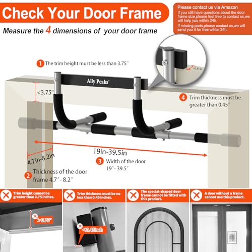 Ally Peaks Pull Up Bar for Doorway,Multiple Levels Width Adjustable Pull Up Bar Accurately Match Wide and Narrow doorframe,Indoor Chin-Up Bar Workout Bar,USA Original Patent