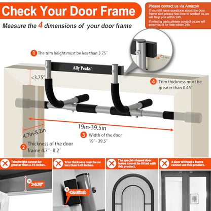Ally Peaks Pull Up Bar for Doorway,Multiple Levels Width Adjustable Pull Up Bar Accurately Match Wide and Narrow doorframe,Indoor Chin-Up Bar Workout Bar,USA Original Patent