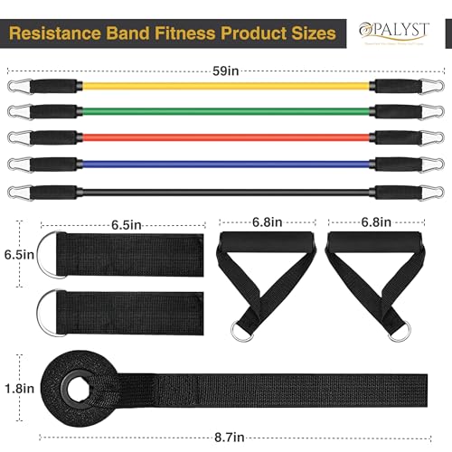 11pcs Resistance Band Set for Home Gym – Heavy Duty Exercise Tube Bands with Handles, Door Anchor & Ankle Straps – Full Body Workout Equipment for Strength Training, Yoga, Pilates, Physical Therapy