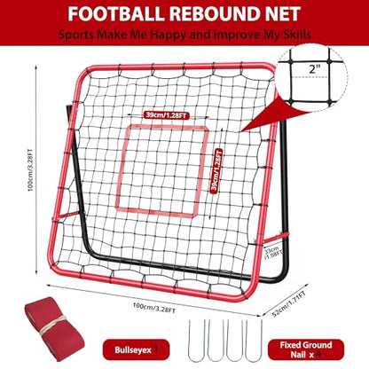 Adjustable Multi-Sport Bounce Backer Net – Dual Surface Pitchback Trainer for Soccer, Football, Baseball, Volleyball & Softball – Durable, Portable, Easy Setup for Backyard or Field, Great for