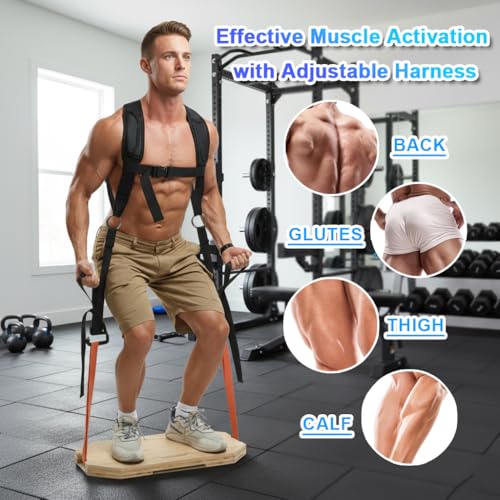 J Bryant Adjustable Squat Harness Vest with Padded Shoulder Support, Quick‑Release Buckle & E‑Hook for Full‑Body Strength Training, Resistance Bands & Board Not Included