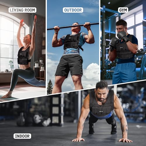 Yes4All Adjustable Weighted Vest 11-32lbs with Reflective Strip, Large Weight Vest for Strength Training for Men & Women - color: Black - 40LB, style: 2.42-40 lbs