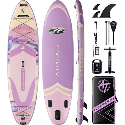 11'6"x35" Inflatable Paddle Board, 450lbs Extra Wide Stand Up Paddleboard for Adults with Premium SUP Accessories Kit & Backpack, Blow Up Kayak Non-Slip Stable Deck Boat for Yoga Fishing Surf - style: Lavender Purple Gradient