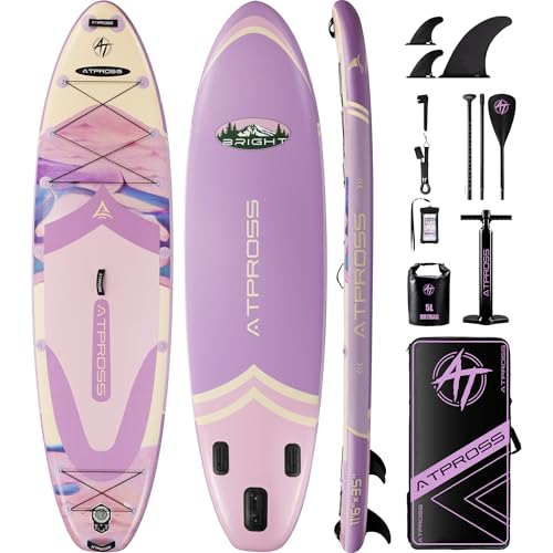 11'6"x35" Inflatable Paddle Board, 450lbs Extra Wide Stand Up Paddleboard for Adults with Premium SUP Accessories Kit & Backpack, Blow Up Kayak Non-Slip Stable Deck Boat for Yoga Fishing Surf - style: Lavender Purple Gradient