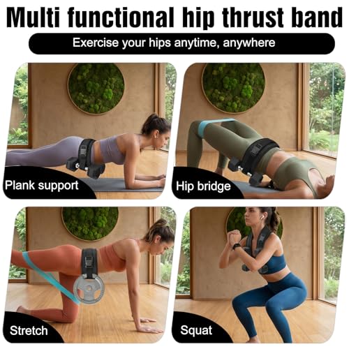 Hip Thrust Dumbbell Holder Belt, Wide Padded Support Belt | Hip Thrust Belt for Dumbbell, Kettlebell, Adjustable Non-Slip Safety Straps for Squats, Glute Bridges, Strength Training