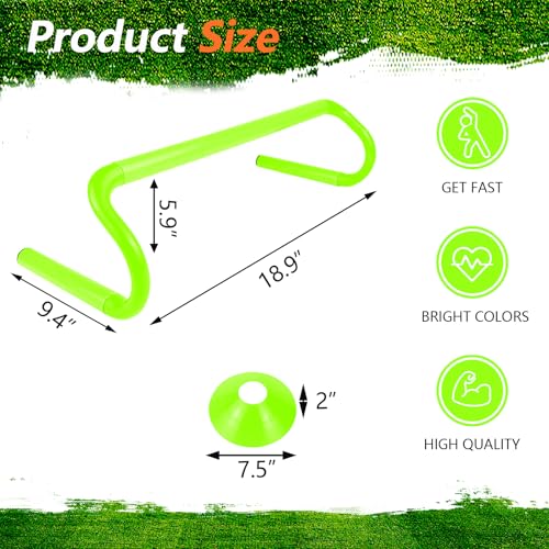 10 Pcs 6" Speed Agility Training Hurdles with 6 Marker Cone Durable Training Hurdle Agility Plyometric All Purpose Speed Hurdle Equipment for Athletes Soccer Basketball Football Practice - color: Green