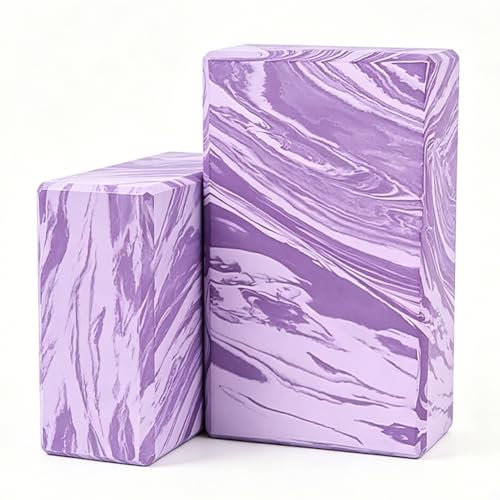 Yoga Blocks 2 Pack, Lightweight Premium EVA Foam Yoga Blocks, Non Slip Supportive Foam Blocks for Yogi, Pilates, Stretching and Meditation, Women Men Yogi Beginners Accessories - color: Camo Purple